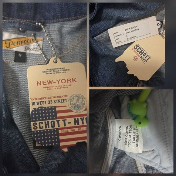 RARE Perfecto By Schott Joplin Jacket Denim Motorcycle Vest NWT Defect Read - Picture 4 of 9